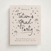 "Illustrated Grad" - Graduation Welcome Signs in Onyx by Ashley Iwafuchi - Front