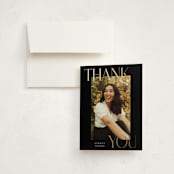 "Scholarly Surround" - Graduation Thank You Cards in Licorice by Jessica Williams - Front
