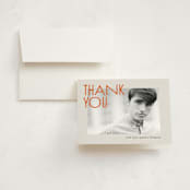 "Bound" - Graduation Thank You Cards in Tangerine by Heather Schertzer - Front