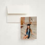 "Modern Serif" - Graduation Thank You Cards in Snow by Ellen Schlegelmilch - Front