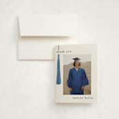 "Tassled" - Graduation Thank You Cards in Cobalt by Ashlee Townsend - Front