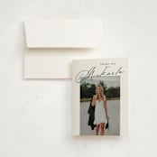 "Minimal Script" - Graduation Thank You Cards in Obsidian by Kamala Nahas - Front
