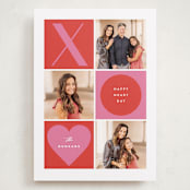 "XO Blocks" - Valentine's Day Cards in Strawberry by Maria Alou - Front