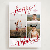 "Tri-photo Happy Holidays" - Valentine's Day Cards in Rose by Elsa Duncan - Front