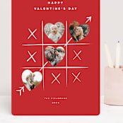 "Tic Tac Toe" - Valentine's Day Cards in Ruby by Jennifer Lew - Front