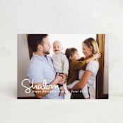 "Simply Shalom" - Hanukkah Cards in Snow by Akweley Creative - Front