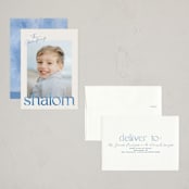 "Watercolor Shalom" - Hanukkah Cards in Sky by Vera Lim - Assembled