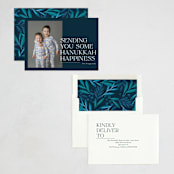 "Sending holiday happiness" - Hanukkah Cards in Navy by Jackie Crawford - Assembled