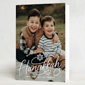 "hanukkah hand lettering" - Hanukkah Cards in Snow by Becky Nimoy - Folded Card