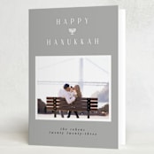 "Modern Menorah" - Hanukkah Cards in Slate by Maja Cunningham - Folded Card