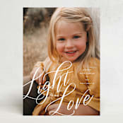"Light & Love" - Hanukkah Cards in Snow by Ashley Rosenbaum - Front
