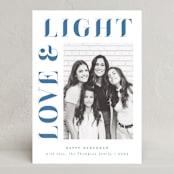 "Pretty Serif" - Hanukkah Cards in Dusty Navy by AK Graphics - Front