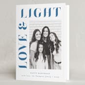 "Pretty Serif" - Hanukkah Cards in Dusty Navy by AK Graphics - Folded Card