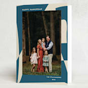 "Abstract in Blue" - Hanukkah Cards in Sky by Beth Vassalo - Folded Card