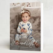 "Scripty Merry Christmas" - Hanukkah Cards in Ivory by Kristen Magee - Folded Card