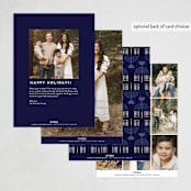 "Modern Menorah" - Hanukkah Cards in Navy by Kami Turnell - Back of Card Options