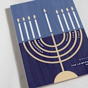 "Modern Menorah" - Hanukkah Cards in Navy by Kami Turnell - Detail