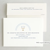 "Modern Menorah" - Hanukkah Cards in Navy by Kami Turnell - FREE Recipient Addressing