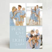 "Peace Love Light" - Hanukkah Cards in Cornflower by Erin Deegan - Front