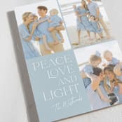 "Peace Love Light" - Hanukkah Cards in Cornflower by Erin Deegan - Detail