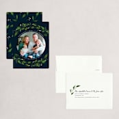 "Greenery Branch" - Holiday Booklette Cards in Navy by Susan Moyal - Assembled