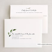 "Greenery Branch" - Holiday Booklette Cards in Navy by Susan Moyal - FREE Recipient Addressing