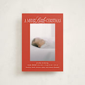 "Littlest Christmas" - Holiday Birth Announcement Cards in Poinsettia by Brooke Chandler - Front