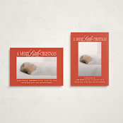 "Littlest Christmas" - Holiday Birth Announcement Cards in Poinsettia by Brooke Chandler - Photo Orientation Options