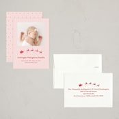 "Special Delivery" - Holiday Birth Announcement Cards in Peppermint by Megan Davis - Assembled