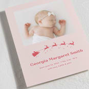 "Special Delivery" - Holiday Birth Announcement Cards in Peppermint by Megan Davis - Detail