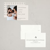 "Early Christmas" - Holiday Birth Announcement Cards in Ivory by Rebecca Daublin - Assembled