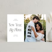 "Big Plans" - Holiday Birth Announcement Cards in Snow by Paper Raven Co. - Front