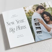 "Big Plans" - Holiday Birth Announcement Cards in Snow by Paper Raven Co. - Detail