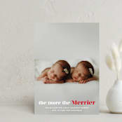 "a merry addition" - Holiday Birth Announcement Cards in Frosting by Liz Conley - Front