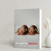 "a merry addition" - Holiday Birth Announcement Cards in Frosting by Liz Conley - Folded Card