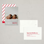 "a merry addition" - Holiday Birth Announcement Cards in Frosting by Liz Conley - Assembled
