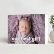 "our gift" - Holiday Birth Announcement Cards in Eggshell by Angela Thompson - Folded Card