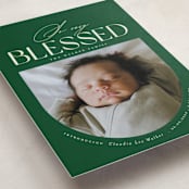 "oh so very blessed!" - Holiday Birth Announcement Cards in Fir by Sejal Banker - Detail