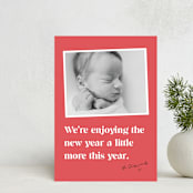 "A Little More" - Holiday Birth Announcement Cards in Rose by Jessie Steury - Front
