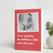 "A Little More" - Holiday Birth Announcement Cards in Rose by Jessie Steury - Folded Card