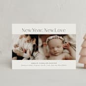 "New Love" - Holiday Birth Announcement Cards in Ecru by Nicoletta Savod - Front