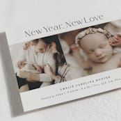 "New Love" - Holiday Birth Announcement Cards in Ecru by Nicoletta Savod - Detail