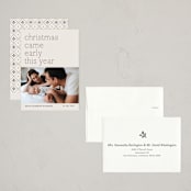 "Early Christmas" - Holiday Birth Announcement Cards in Ivory by Rebecca Daublin - Assembled