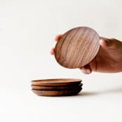 "Set of 4 Teak Coasters" - Coasters in brown by Powered By People