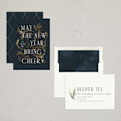 "Flora" - Holiday Cards in Navy by Erin L. Wilson - Assembled
