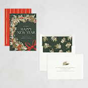 "Festive Side Ribbon Wreath" - Holiday Cards in Wreath by Jackie Crawford - Assembled