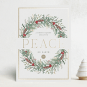 "Peace On Earth" - Holiday Cards in Candy Cane by Susan Moyal - Front
