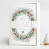 "Peace On Earth" - Holiday Cards in Candy Cane by Susan Moyal - Folded Card