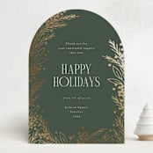 "Gilded Edge" - Holiday Cards in Forest by Michelle Taylor - Front