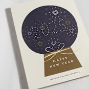 "New Year Globe" - Holiday Cards in Cream by Ani Somi - Detail